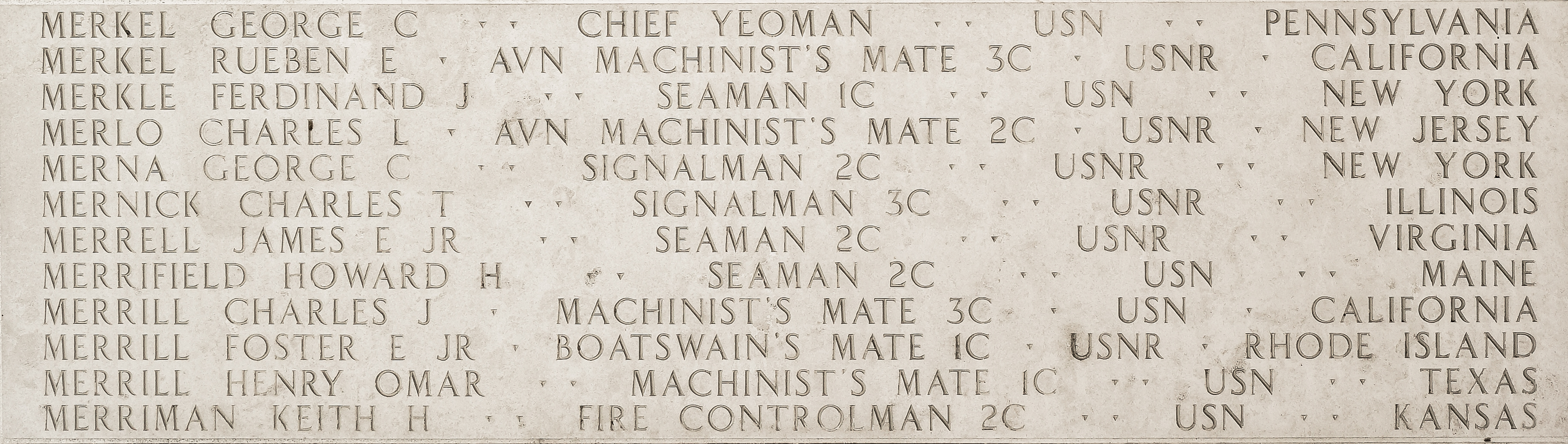 George C. Merna, Signalman Second Class